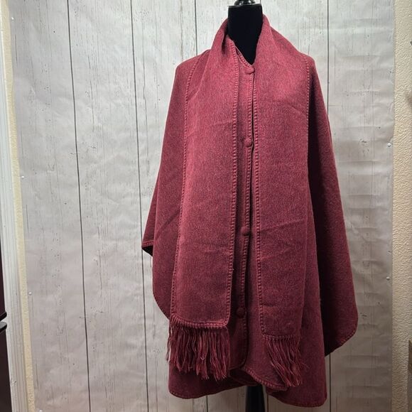 Estirpe Inca Alpaca 100% Poncho Button Front Scarf Attached Cozy Elegant Luxury - Picture 5 of 16